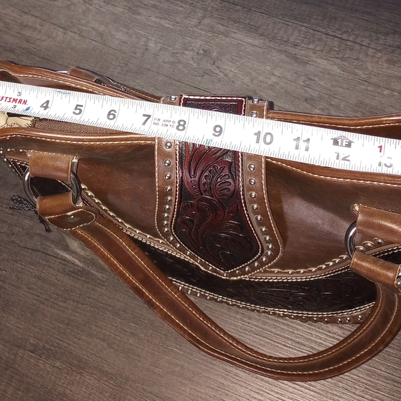 Montana West Brown Genuine Leather Concealed Carry Handbag - Picture 6 of 6